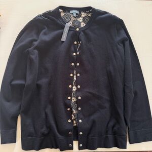 The Limited 2X NWT Black Lace Back Cardigan Snap Button Plus Size